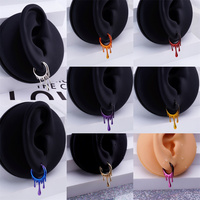 Nouvelle Mode Corps Piercing Bijoux Goutte D'eau Nez Anneau En Acier Inoxydable Septum Clicker Charnière Gradient Couleur Segment Anneau