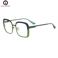 Dernières montures de lunettes colorées pour femmes, charnières à ressort durables, lunettes carrées, montures optiques métalliques avec logo personnalisé