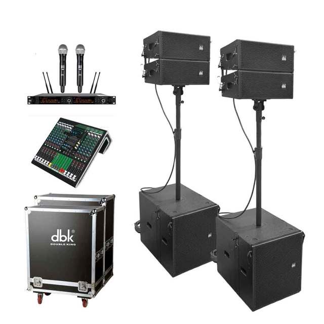 Factory Column Line Array Speaker System Dual 5-Inch Neodymium 15-Inch Powered Subwoofer Portable Birch Plywood DJ Stage Event
