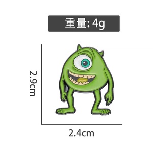 Broche en métal monstre borgne vert dessin animé épingle de revers de coulée élégante pour accessoires vestimentaires pour la fête nationale de noël - Product Image 6