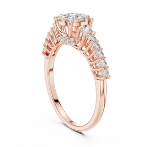 Bague en or rose sertie de diamants, bijou élégant et raffiné pour femme, idéal pour mariage, fiançailles, fête et cadeau. - Product Image 1