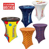 Housse de table cocktail en spandex 80*110 cm, sur mesure, prix de gros, moins cher, avec superposition décorative