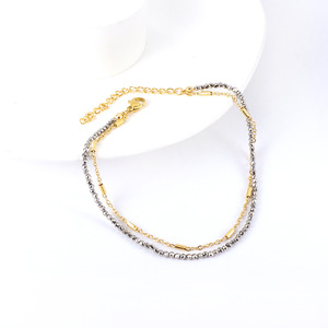 Chaînes de cheville tendance en acier inoxydable, motif flocon de neige, double couche, bijoux de plage pour femme, ornements de pied au design géométrique AN10910BG - Product Image 4