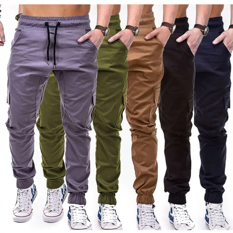 Klasik rahat erkek pantolon çok cep açık yürüyüş iş Retro Jogger erkek kargo pantolon