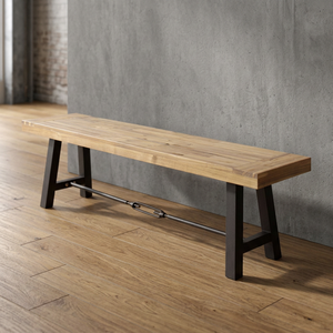 Modern Acacia Wood & <b>Metal</b> Eco-Friendly Outdoor Dining Bench for 4 Patio & <b>Garden</b> Backless - Product Image 3