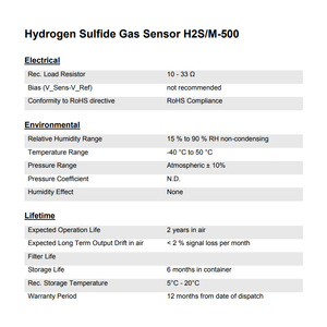 เซ็นเซอร์ตรวจจับก๊าซไฮโดรเจนซัลไฟด์ Honeywell H2S/M-500 ตัวต้านทานโหลด 10-33 โอห์ม ได้รับการรับรองมาตรฐาน RoHS - Product Image 1