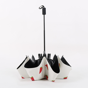 <span class=keywords><strong>Parapluie</strong></span> <span class=keywords><strong>traditionnel</strong></span> <span class=keywords><strong>japonais</strong></span> à ouverture automatique, 3 plis, noir, anti-UV, motif pastèque imprimé, en pongee, pour l'été et les voyages - Product Image 4