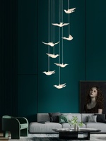 Lustre en fer forgé moderne, simple et élégant, style nordique, pour escalier, salon duplex, appartement, villa, loft, avec suspension longue et rotative