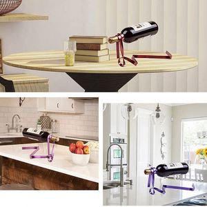 Novelty Wedding Gift Suspension Iron Rack Stand Bar Ornament Silk Rope Suspended Ribbon Wine Rack <b>Bottle</b> Holder - Product Image 6