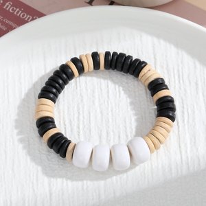 Fashion Beaded <b>Bracelets</b> Wooden Pearl Letter Elastic <b>Adjustable</b> Gift Jewelry Style 1 To 8 Yiwu Origin - Product Image 3