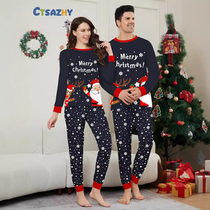 Novo Conjunto de Roupa de Inverno Macio para o Natal, Outono/Inverno, Blusas Longas e Calças com Estampa de Papai Noel e Cervo, Pijama Loungewear Floral Completo - Product Image 2