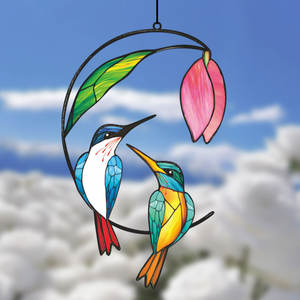 Decoración de Pared de Hierro de Doble Cara <span class=keywords><strong>Estilo</strong></span> Pastoral, Colgante Doble con Diseño de Flores y Pájaros para Hogar, Jardín o Villa - Product Image 3