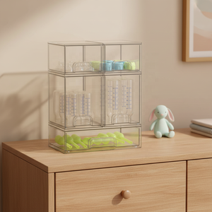Organisateur de biberons <span class=keywords><strong>en</strong></span> plastique PP, empilable, tiroirs transparents, pour comptoir, coiffeuse, bureau, design moderne et écologique - Product Image 5