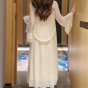 Conjunto de Pijama de Lujo Sexy para Mujer, Estilo Francés, con Tirantes y Bata de Dos Piezas, Lencería Sensual - Product Image 3