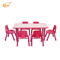 Ensemble table et chaises d'école maternelle et préscolaire moderne en plastique haut de gamme, personnalisable, avec tableau de dessin réglable – Vente chaude