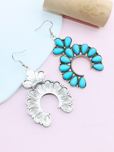 Pendientes de Turquesa con Diseño de Flor, Estilo Vaquero Occidental Vintage, Pendientes de Piedra - Product Image 5