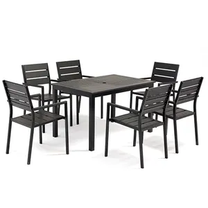 Outdoor furniture patio garden chairs and WPC table set with rattan wicker chairs