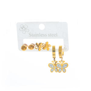 MW Nuovi <span class=keywords><strong>Orecchini</strong></span> alla Moda a Forma di <span class=keywords><strong>Cerchio</strong></span>, Farfalla, Croce e Cuore, Placcati <span class=keywords><strong>in</strong></span> Oro 18K, <span class=keywords><strong>Acciaio</strong></span> Inossidabile Unisex, Set di <span class=keywords><strong>Orecchini</strong></span> a Perno Geometrici con Zirconi - Product Image 6