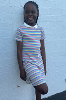 Robe d'été décontractée pour filles, en coton côtelé rayé, avec col côtelé, robe d'été confortable pour bébés filles