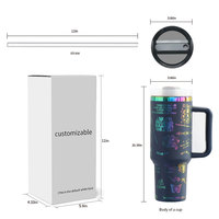 Gobelet de voyage isotherme à double paroi de 40 oz en acier inoxydable personnalisé, plaqué or, cuivre et arc-en-ciel, gravé au laser