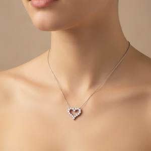Tremendous Quality Elegant Handmade Heart Necklace Jewelry 18K <b>Solid</b> White <b>Gold</b> Shiny Real Natural Diamond <b>Pendant</b> Necklace - Product Image 1