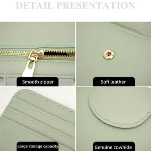 Portefeuille court RFID AndoBag pour homme et femme, en cuir de vache véritable, portefeuille à trois volets tendance, porte-cartes, porte-monnaie à fermeture éclair 1824-1834 - Product Image 5