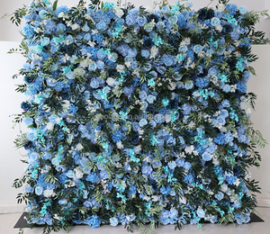 S04 maison mariage décor bleu fleur mur toile de fond panneau 8x8 ft 3D rouler soie artificielle Rose fleur mur pour fête événement Photo - Product Image 3
