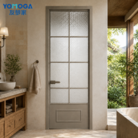 Puerta de Baño de Vidrio Impermeable con Marco de Aluminio y Panel de Privacidad