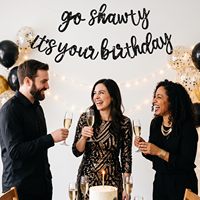 Bannière décorative BEISHIDA légère en papier pailleté noir pré-émaillée « Go Shawty It's Your Birthday »