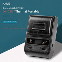 Imprimante thermique portable mini HAILE 58 mm avec batterie, imprimantes à codes-barres, machine d'étiquetage de câbles pour salle informatique