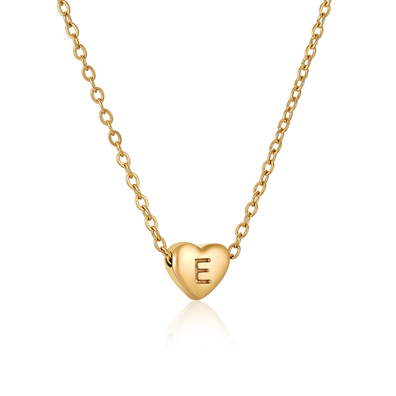Golden peach heart e (with chain)