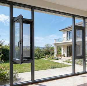 Système de fenêtre à ouverture vers l'intérieur et à bascule en alliage d'aluminium, <span class=keywords><strong>isolation</strong></span> <span class=keywords><strong>phonique</strong></span> et économie d'énergie, fenêtre <span class=keywords><strong>coulissante</strong></span> à rupture de pont thermique - Product Image 1