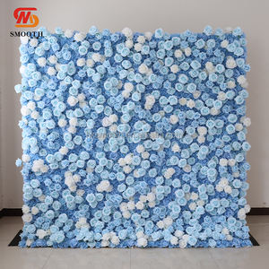 Panneau mural de fleurs en soie bleu rose, personnalisé en usine, 8x8, avec fermeture éclair, écologique, pour décoration de mariage et de fête - Product Image 4