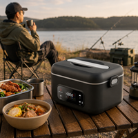 Kabellose Tragbare Edelstahl 1L Lunchbox Elektrischer Aufladbarer Speisenwärmer mit Timer-Funktion für Camping Picknick Outdoor