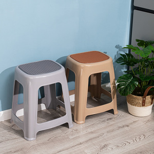 <b>Plastic</b> <b>Stool</b> Thickened Hollowed Out Square Design Stable Home Dining Chair 20cm Size Mixed Color Modern Minimalist Style - Product Image 2