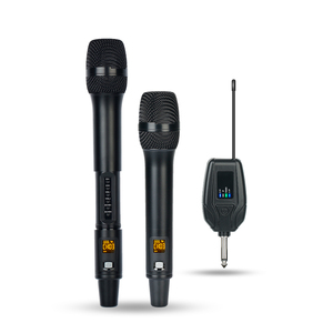 Micrófono Inalámbrico Portátil UHF de 100 Canales, Dinámico, de Metal, para Exteriores, <span class=keywords><strong>con</strong></span> <span class=keywords><strong>Pantalla</strong></span> LCD y Control de Reverberación - Product Image 1
