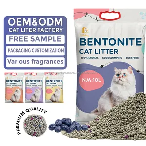 Lettiera per gatti in argilla rapida e agglomerante colorata più economica all'ingrosso 100% di sodio e sabbia per gatti Bentonite e limone lettiera per gatti