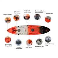 Kayak de pêche familial 3 places en plastique bleu anti-UV Havospark, pas gonflable, design sit-on-top, pour lacs et rivières, vente en gros à prix réduit