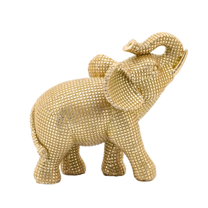 Statuetta Decorativa di Elefante in Resina con Finitura Dorata, Ornamento da Scrivania per Casa e Ufficio, Scultura per Soggiorno e Mensole - Product Image 3