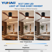 Ventilateur de plafond LED 52 pouces avec fonction de minuterie et luminosité réglable, pales en bois, pour salon, salle à manger, bureau, salle de conférence (OEM/ODM)