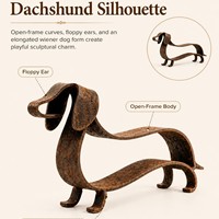 Sculpture de Teckel en Métal Poli Semi-Fait Main Exquise, Figurine Animale, Décoration de Table pour la Maison, Vente en Gros, Cadeau pour Amateurs d'Animaux, Ornement