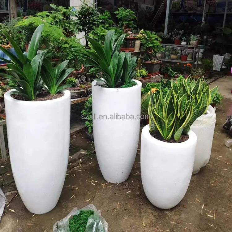 Glass fiber resin garden planting machine shopping center hotel green decoration flower pot set