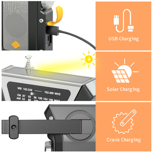 Radio portátil con manivela de emergencia a batería de 4000mAh con linterna LED y alarma SOS FM AM WB bandas para uso doméstico - Product Image 6