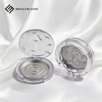 Boîte d'emballage cosmétique en plastique en stock, transparente mate, 3g, pour poudre compacte, étui vide pour poudre pressée avec plaque en aluminium