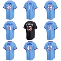 Envío Directo, Jersey de Béisbol de los Atlanta Braves para Hombre y Niño # 13 Ronald Acuna Jr. # 28 Matt Olson # 10 Prendas Deportivas de Softbol Chipper Jones