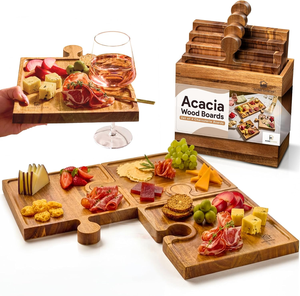 <span class=keywords><strong>Plateau</strong></span> à cocktails en bois personnalisé, mini planches à charcuterie en bois, <span class=keywords><strong>plateau</strong></span> <span class=keywords><strong>de</strong></span> service emboîtable en forme <span class=keywords><strong>de</strong></span> puzzle - Product Image 1