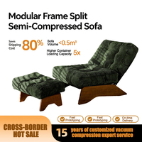 Ensemble de fauteuils de salon avec repose-pieds - Fauteuils de salon avec coussins moelleux, dossiers réglables, canapés de jardin, canapé inclinable, pouf