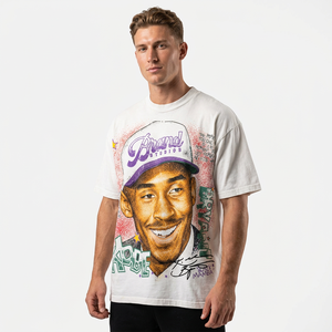 Silk Screen Printed Character Printed <b>Men's</b> Short Sleeve 100% Cotton T-Shirt Regular Fit <b>Turtleneck</b> Formal Jersey - Product Image 6