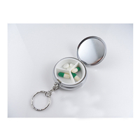 Porte-clés créatif en argent pour pilules, boîte à pilules ronde en métal à 3 cellules pour cadeau de père