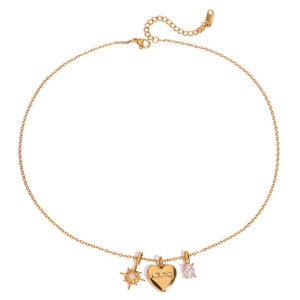 สร้อยคอทอง 18K สแตนเลสสตีล จี้รูปหัวใจสำหรับคุณแม่ ประดับด้วยเพทายสีขาวรูปดาว ของขวัญเครื่องประดับ - Product Image 5